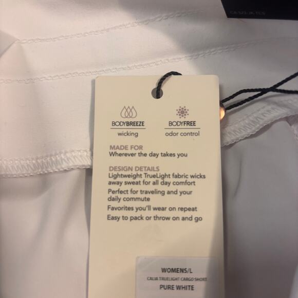 Calia by Carrie Underwood Mid Rise Shorts in Pure White Large Journey Collection - Picture 6 of 6